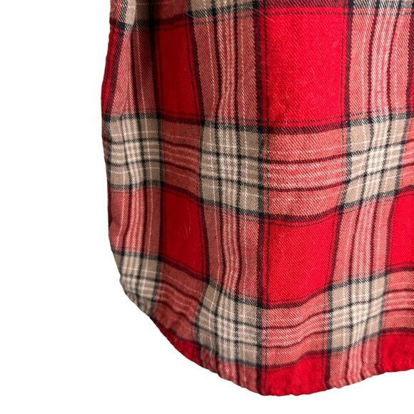 Walls Workwear Heavy Flannel Plaid Red White Beige Long Sleeve Shirt Size XLarge - Picture 8 of 12